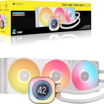 קירור נוזלי לבן Corsair iCUE TITAN 360 RX LCD White 360mm AIO