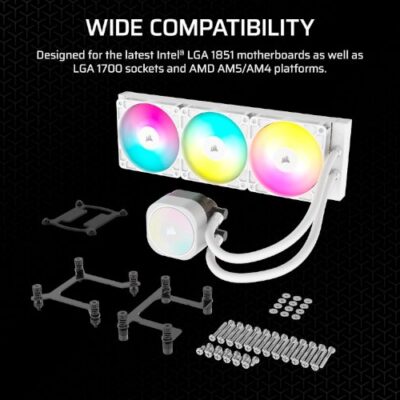 קירור נוזלי לבן Corsair iCUE NAUTILUS 360 RS White 360mm AIO