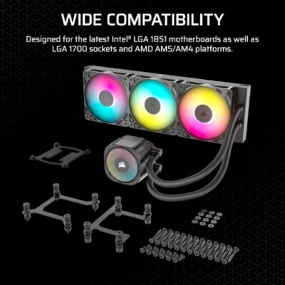 קירור נוזלי Corsair iCUE NAUTILUS 360 RS RGB Black 360mm AIO