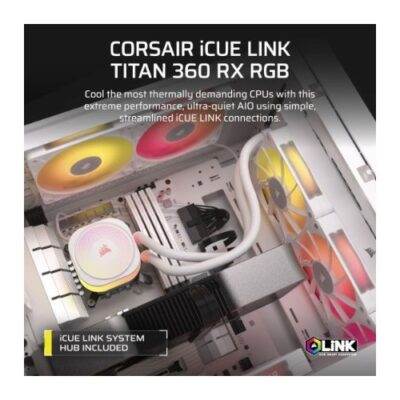 קירור נוזלי לבן Corsair iCUE TITAN 360 RX RGB White 360mm AIO