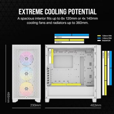 מארז מחשב Corsair 3000D RGB AIRFLOW White
