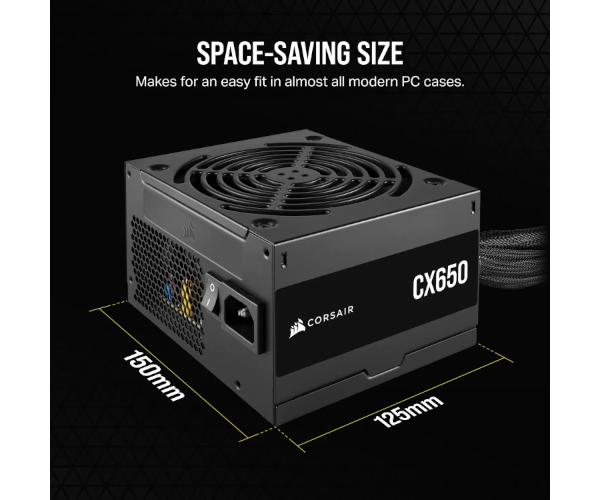 ספק כוח CORASIR CX650 Non modular 650W 80 Plus Bronz PSU