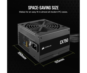 ספק כוח CORASIR CX750 Non modular750W 80 Plus Bronz PSU
