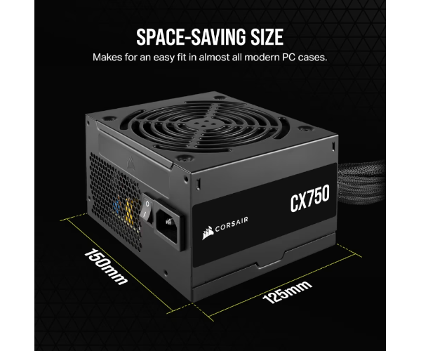 ספק כוח CORASIR CX750 Non modular750W 80 Plus Bronz PSU