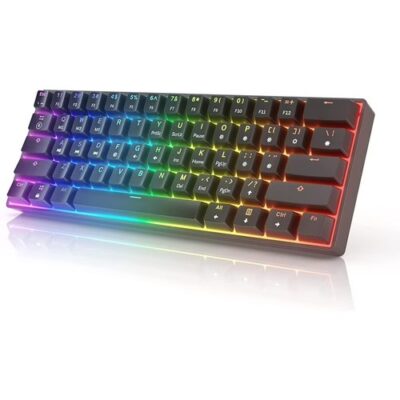 מקלדת גיימינג מכאנית חוטית מוקטנת 60% חברת HK GAMING דגם GK61 - בצבע שחור