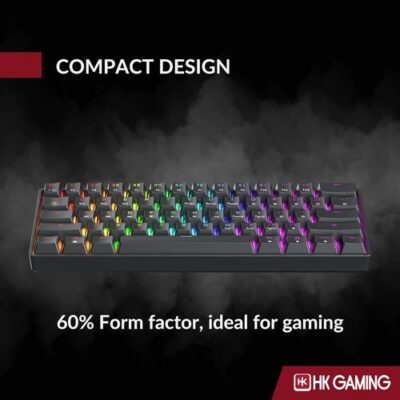 מקלדת גיימינג מכאנית חוטית מוקטנת 60% חברת HK GAMING דגם GK61 - בצבע שחור