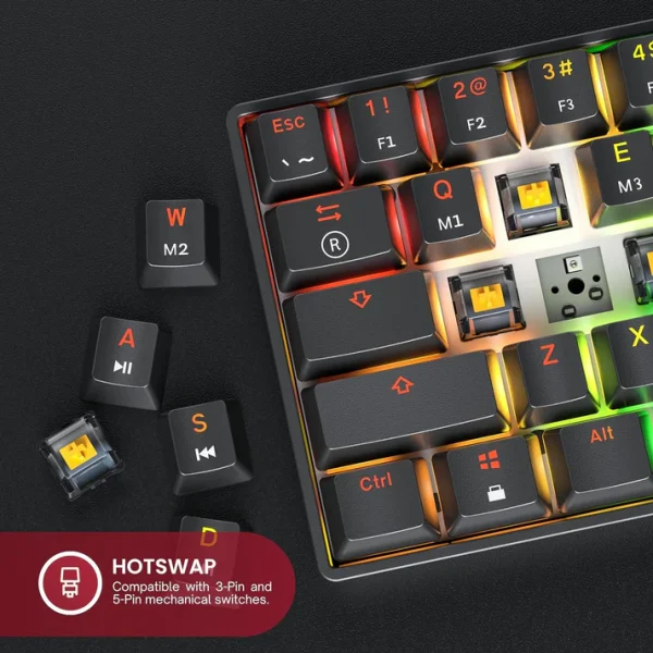 מקלדת מכנית חוטית GK61 v3