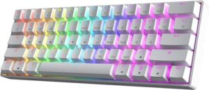 מקלדת גיימינג מכאנית חוטית מוקטנת 60% חברת HK GAMING דגם GK61 - בצבע לבן