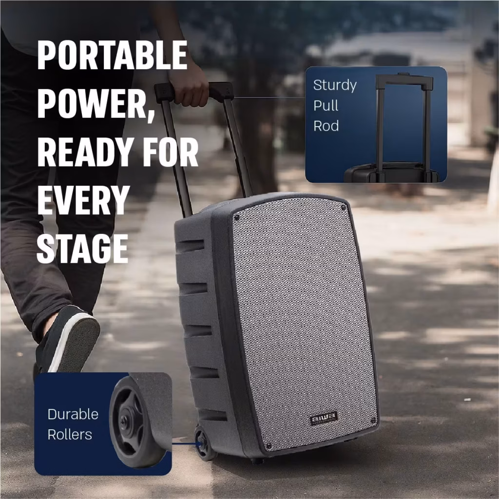 מערכת הגברה ניידת 2 מיקרופונים TSUNAMI-12 איווה AIWA