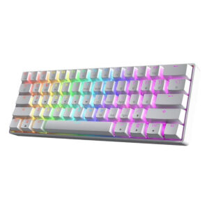 מקלדת גיימינג מכאנית חוטית מוקטנת 60% חברת HK GAMING דגם GK61 - בצבע לבן