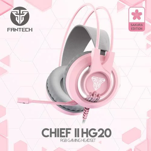 אוזניות גיימינג ורודות FANTECH HG20