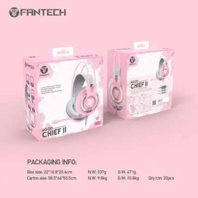 אוזניות גיימינג ורודות FANTECH HG20