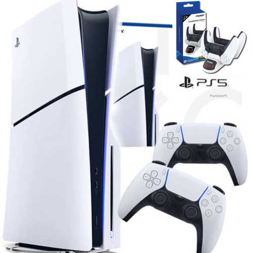PS5 Console Mgm PlayStation 5 Slim 1TB Blu-Ray 2 Controllers Dual Charger