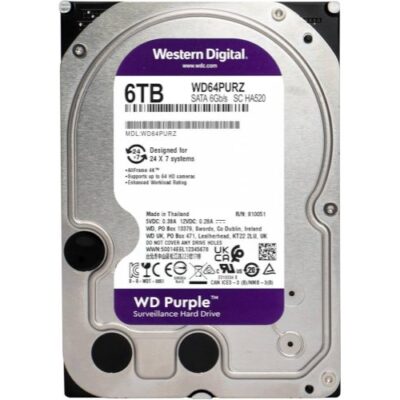 דיסק לנייח 3.5 Western Digital 6TB Purple 5400RPM 256MB Cache