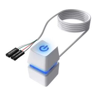 PC Power Reset Button RGB לבן – מתג הפעלה ואיפוס למחשב