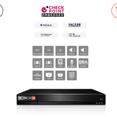 מכשיר הקלטה Provision NVR 16400PFAN POE Up to 12MP 4K 2TB disk 1U
