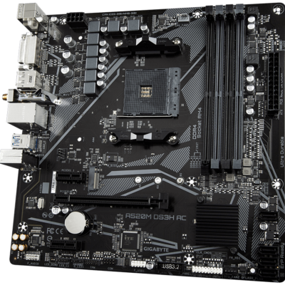 לוח אם Gigabyte A520M DS3H AC 1.4 DDR4 M.2 WIFI BT AM4