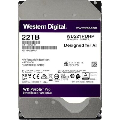 דיסק WD 22TB PURPLE Pro Survailance 512MB Cache 7200 rpm SATA III