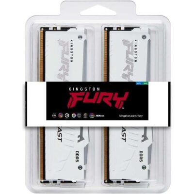 ז.לבן לנייח DDR5 32GB 2x16GB 6400Mhz C32  Kingston Fury Beast RGB