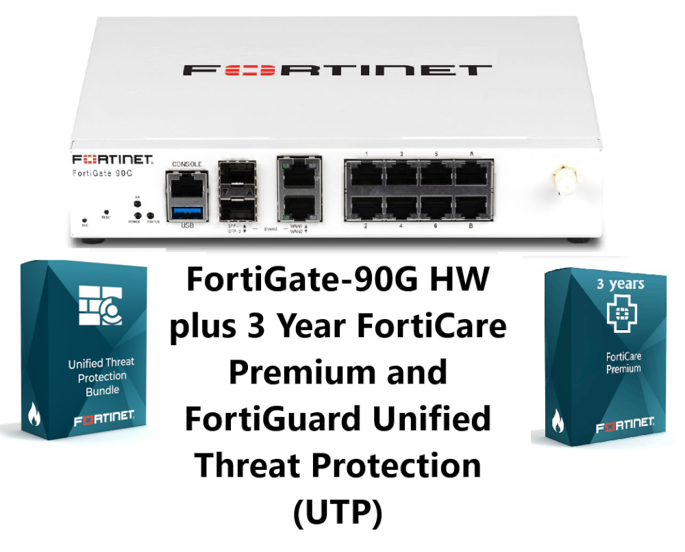 באנדל מכשיר ושירות Fortigate-90G Plus 3Y FortiCare Prem and UTP