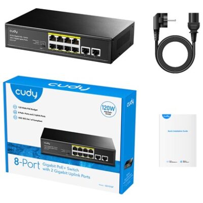 SWITCH 8-PORT 10/100/1000 PoE+ Uplink 2x1GbE 120W Cudy