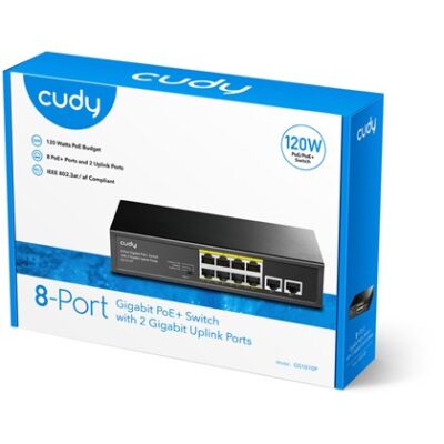 SWITCH 8-PORT 10/100/1000 PoE+ Uplink 2x1GbE 120W Cudy