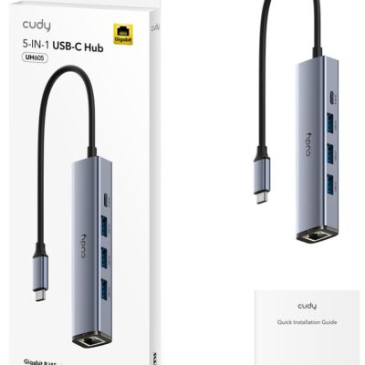 Cudy 5-in-1 UH606 USB-C with USB3.0 Hub + LAN 1Gb