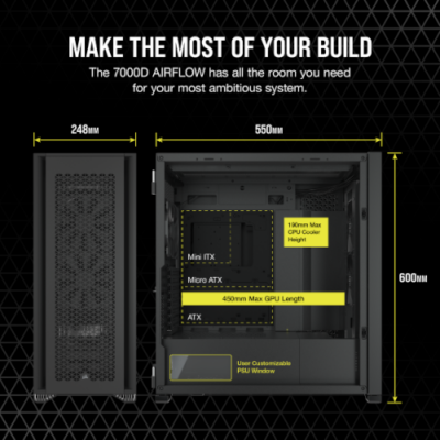 מארז CORSAIR 7000D AIRFLOW FULL-TOWER ATX CASE Black