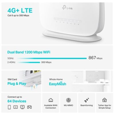 ROUTER AC1200 DUAL BAND ARCHER MR505 4G+ Cat6 TP-LINK