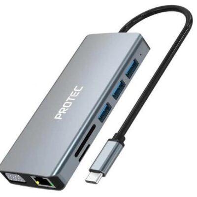 Protec 12-in-1 DM300 USB-C Hub HDMI ×2, VGA, USB ×4, LAN Docking Station