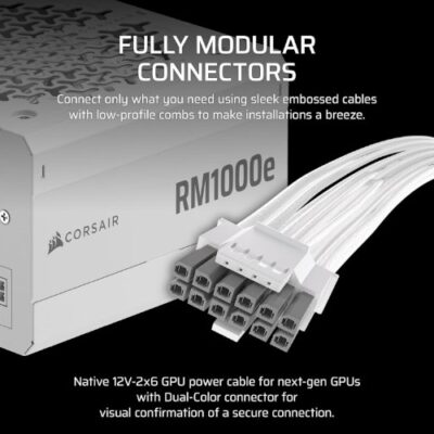 ספק Corsair RM1000e ATX3.1 Fully modular 80 Plus Gold White