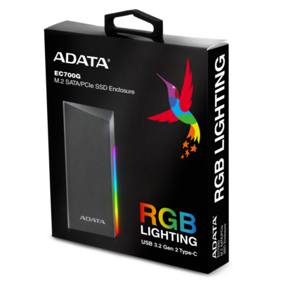 מארז חיצוני לדיסק A-DATA EC700G M.2/NVME USB-C ENCLOSURE RGB – תמונה ראשית