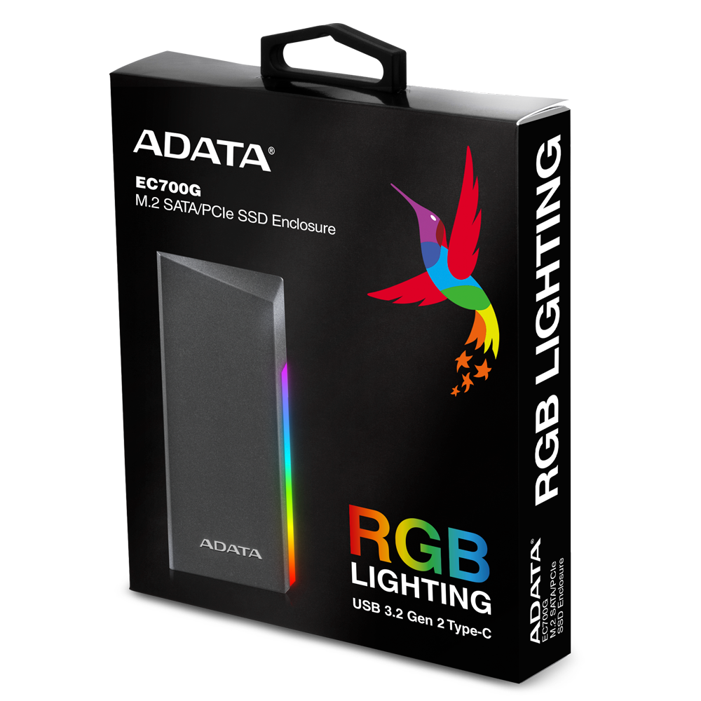 מארז חיצוני לדיסק A-DATA EC700G M.2/NVME USB-C ENCLOSURE RGB – תמונה ראשית