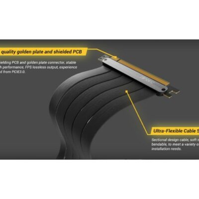 כבל ותושבת לכ. מסך Antec PCI-E 4.0 Riser Cable With Bracket Black