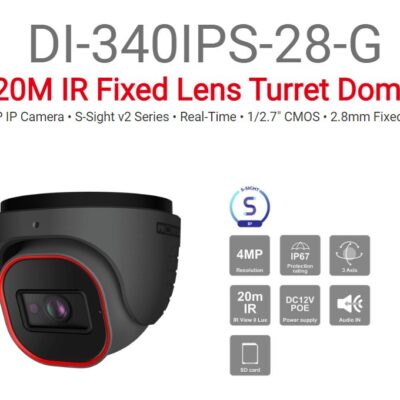 מצלמת כיפה Provision DI-340IPS-28-G 4MP IP 2.8MM FIXED Grey