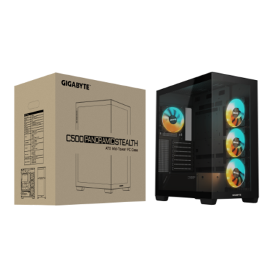 מארז GIGABYTE C500 PANORAMIC STEALTH Mid-Tower4X120mm ARGB Fans