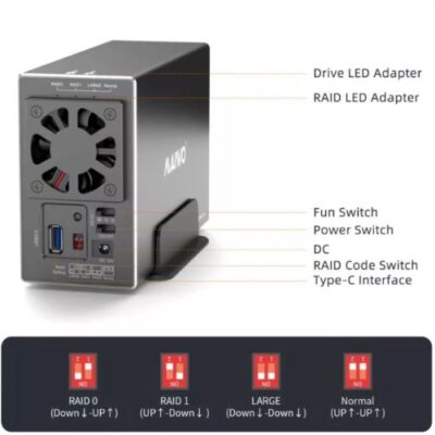 מארז חיצוני  ל-2 דיסקים MAIVO HDD 3.5 DUAL BAY USB3.2 RAID