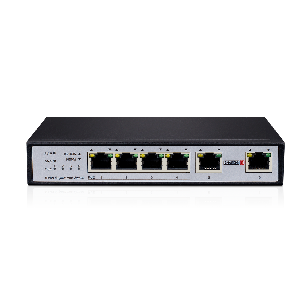 סוויץ עד 60 וואט Provision POE 4 PORTS 1Gbps and 2 Ports Uplink