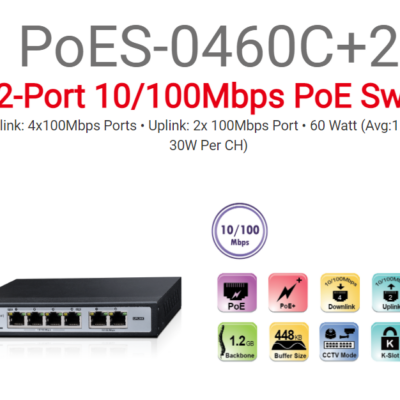 סוויץ Provision 4+2 PORT 10/100Mbps PoE 30W per Channel