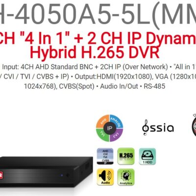 מכשיר הקלטה  Provision SH-4050A5-5L AHD/IP HYBRID Audio in/out