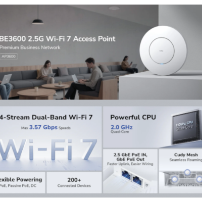 אקסס פוינט CUDY BE3600 2.5G WI-FI 7 POE 2.5GB Lan 3570Mbps MESH