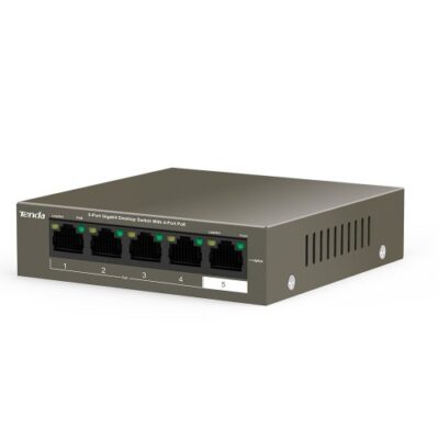 מתג לא מנוהל Tenda 5 Port With 4 PORT POE Gigabit Switch 63W