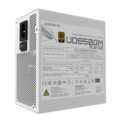 ספק כוח לבן Gigabyte UD850GM PG5 ICE 850W 80 Plus Gold ATX 3.1
