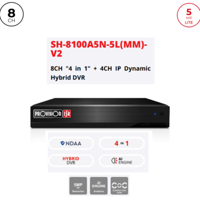 מכשיר הקלטה DVR SH-8100A5N-5L V2 8CH+4CH IP AUDIO IN/OUT 2TB