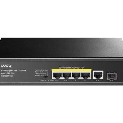 מתג לא מנוהל CUDY GS1005PTS1 5PORT 1GB POE 1XSFP total 120W
