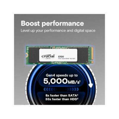 דיסק פנימי Crucial SSD E100 480GB PCIe Gen4 2280 NVMe M.2