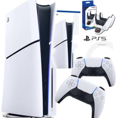 PS5 Console Mgm PlayStation 5 Slim 1TB Blu-Ray 2 Controllers Dual Charger