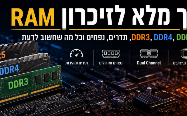 מה זה זיכרון RAM? מדריך מלא להבדלים בין DDR, תדרים, נפחים וביצועים