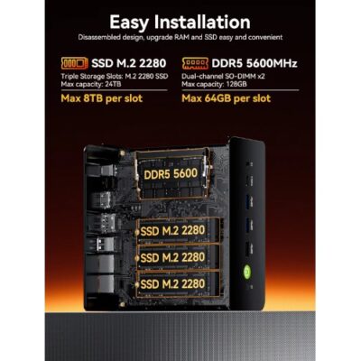 מחשב מיני GMKtec K12 Plus AMD R7 H255 32GB DDR5 1TB WIN11PR
