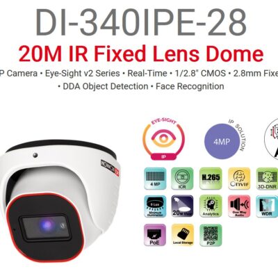 מצלמת כיפה Provision IP 4MP DOME DI-340IPE-28 POE